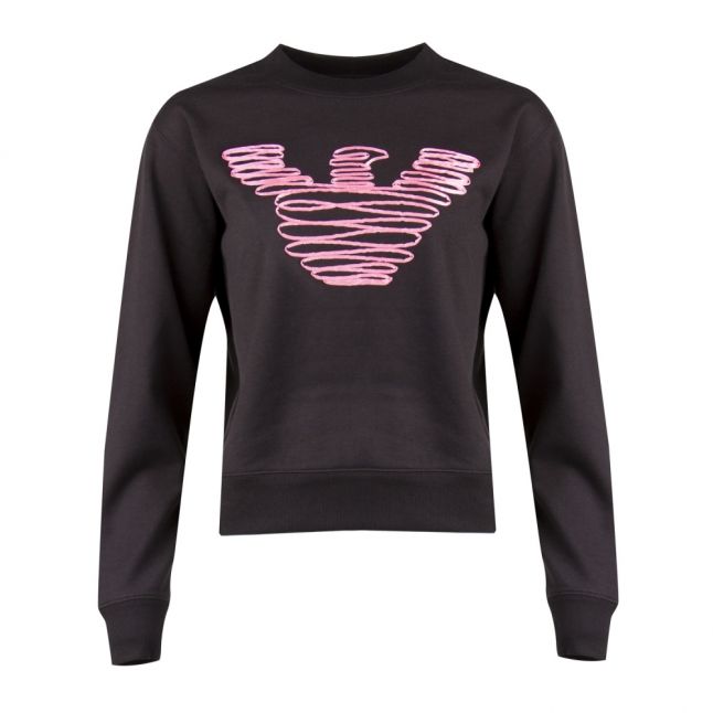 Womens Black Eagle Ribbon Sweat Top