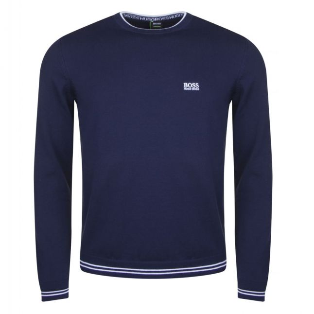 Athleisure Mens Navy Rime Crew Knitted Jumper