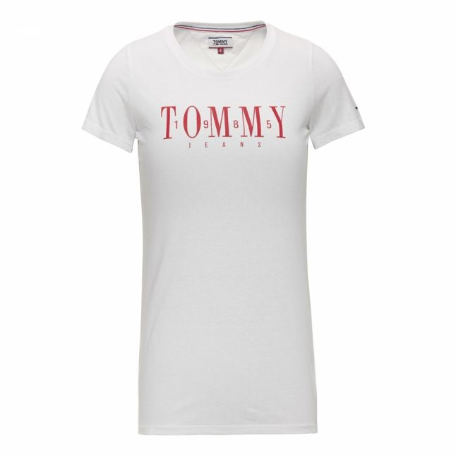 Womens Classic White Casual Tommy Logo S/s T Shirt