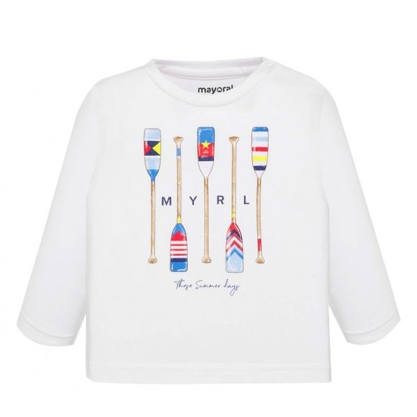 Infant White Branded Oars L/s T Shirt