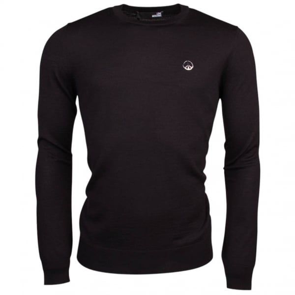 Mens Black Peace Badge Knitted Jumper