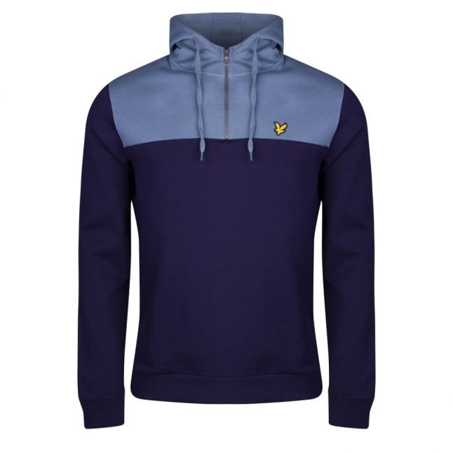 Mens Navy Half Zip Hooded Sweat Top