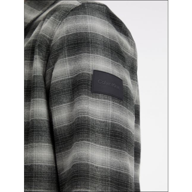 Mens Calvin Klein Black Twill Fleece Check Overshirt