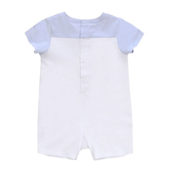 Baby Pale Blue Colourblock Logo Romper