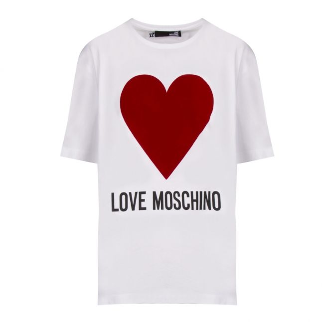 Womens Optical White Big Heart S/s T Shirt