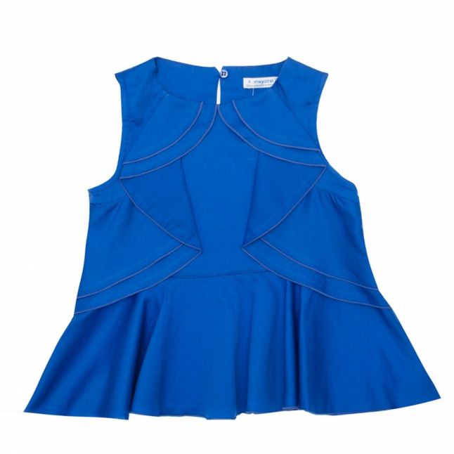 Girls Blue Chiffon Long Ruffle Top