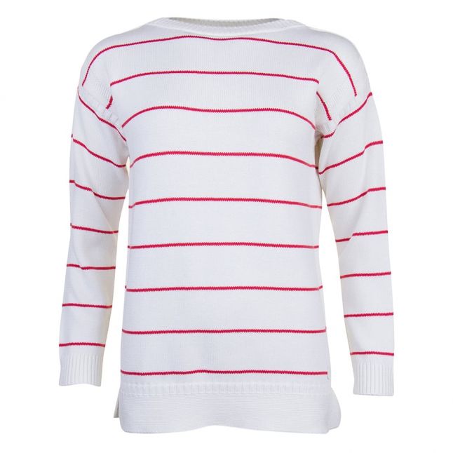 Lifestyle Womens White Barnavle Stripe Knitted Jumper