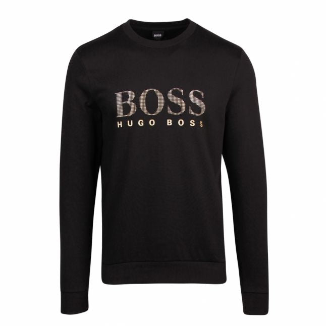 Mens Black/Gold Metallic Logo Crew Sweat Top