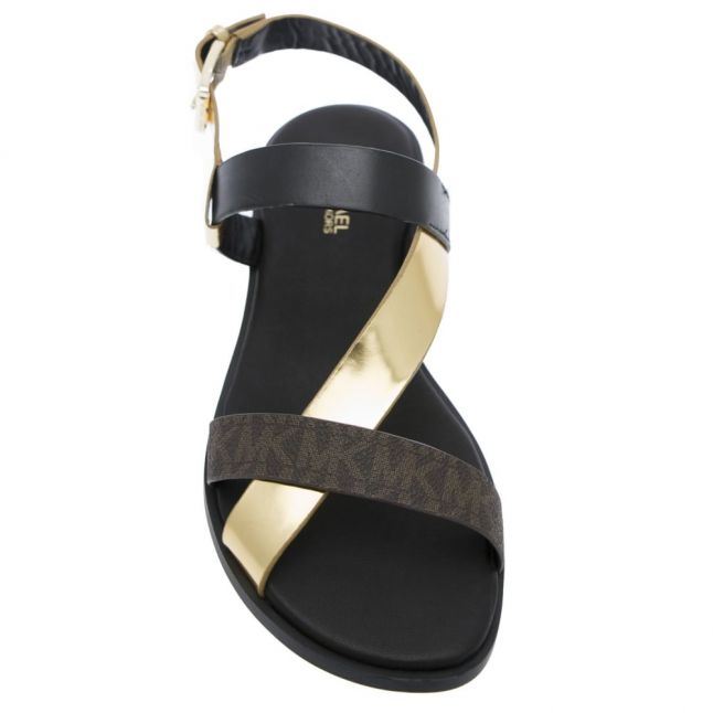 Womens Black  And Gold Mackay Flat Sandals