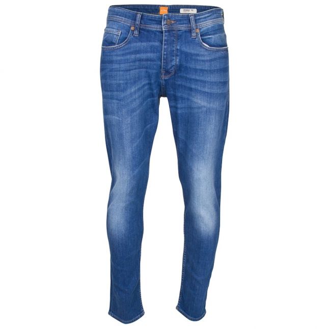 Mens Bright Blue Orange 90 Tapered Fit Jeans