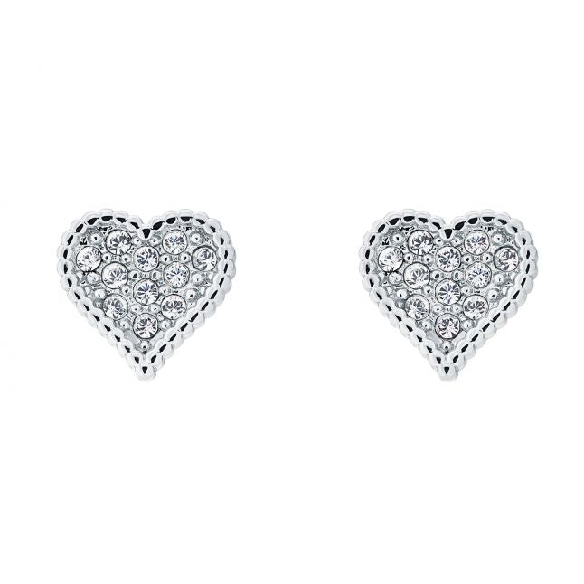 Ted Baker Womens Silver/Crystal Hanila Heart Studs