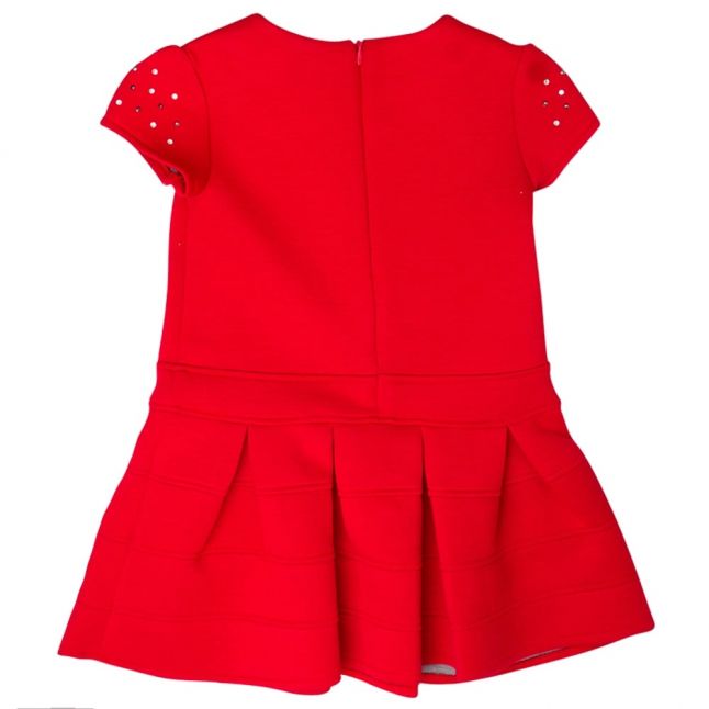 Girls Red Embroidered Flower Dress