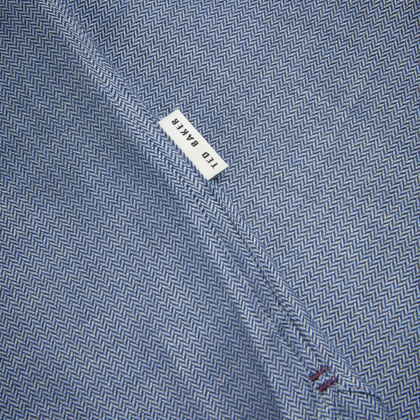 Mens Light Blue Crotone Herringbone L/s Shirt