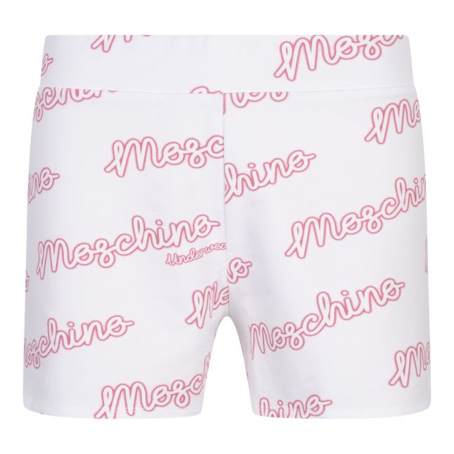 Womens White/Pink Neon Logo Sweats Shorts