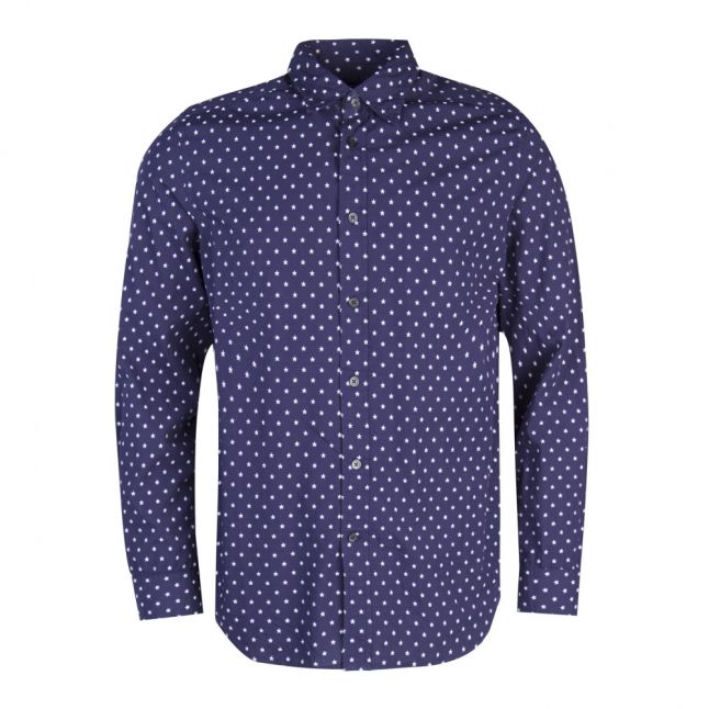 Mens Navy S-Folk Mini Star L/s Shirt