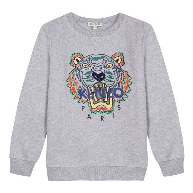 Boys Grey Marl Fantastic Tiger Sweat Top