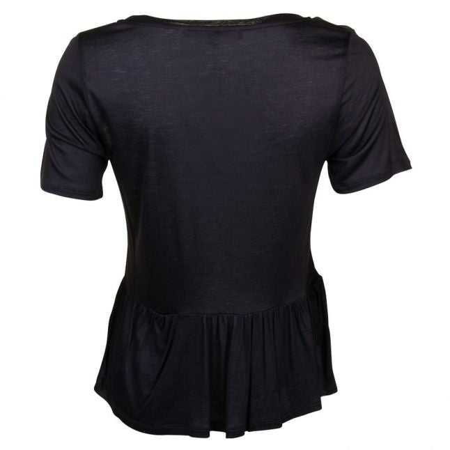 Womens Black Miro Mercerised Peplum Top