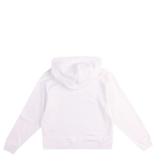 Girls Bright White Iridescent Logo Hooded Sweat Top