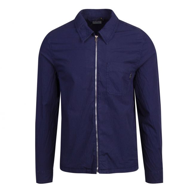 Mens Indigo Zip Front Overshirt