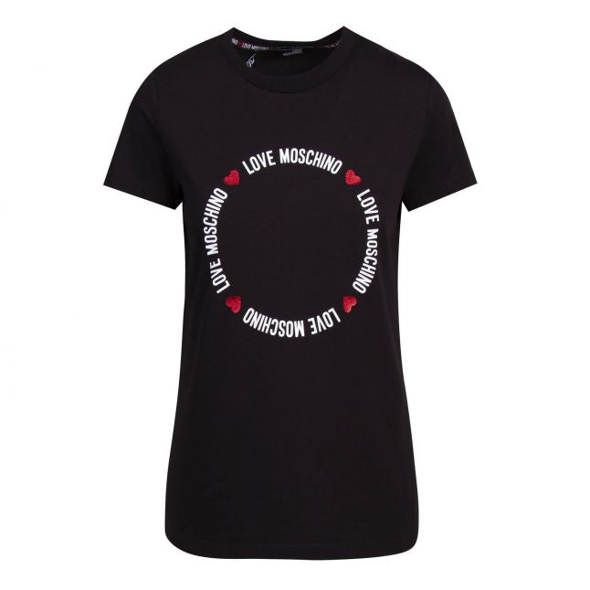 Womens Black Circle Logo Fitted S/s T Shirt