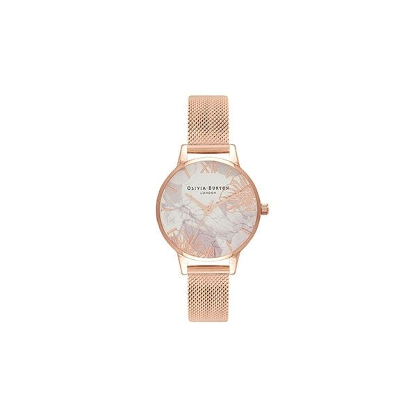 Womens Rose Gold Abstract Florals Mesh Watch