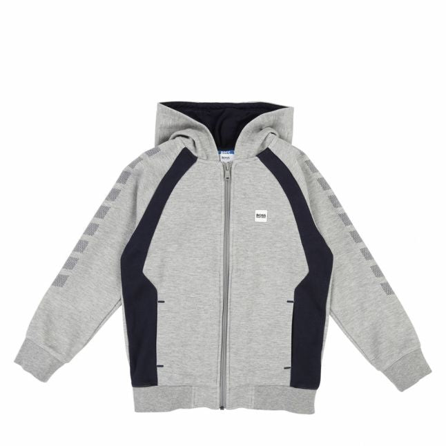 Boys Grey Marl Go Faster Stripe Hood Zip Sweat Jacket