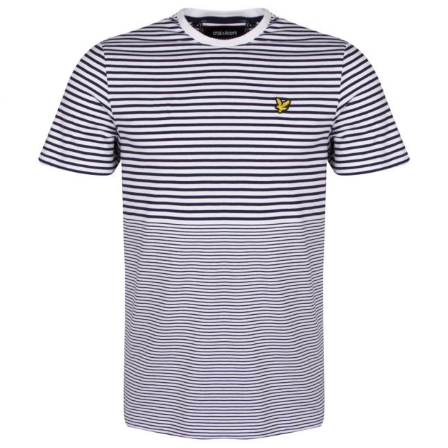 Mens Navy Crew Stripe S/s T Shirt