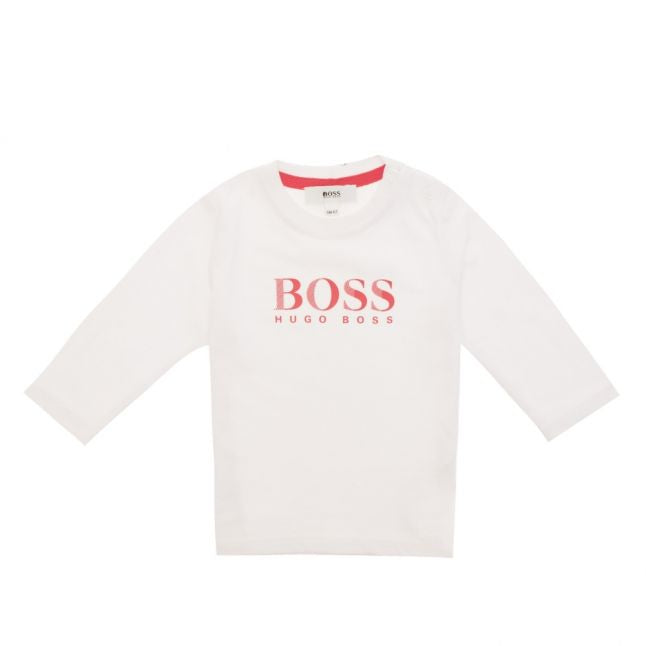 Toddler White Branded Logo L/s T Shirt