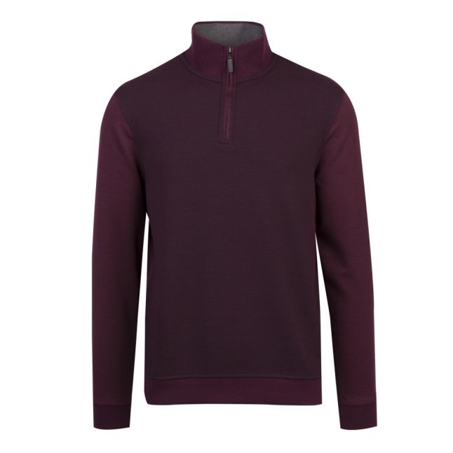 Mens Deep Purple Bits Textured 1/2 Zip Sweat Top