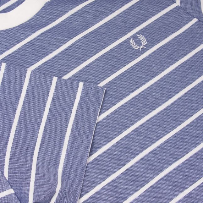 Mens Summer Blue Oxford Stripe S/s T Shirt