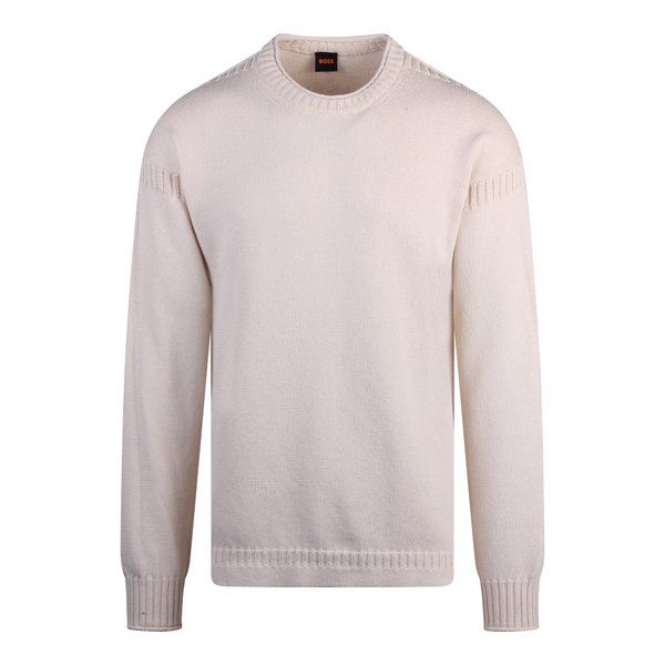 Mens Open White Arcott Crew Neck Knit