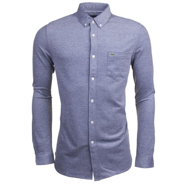 Mens Navy & White L/s Casual Shirt