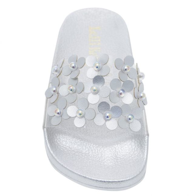 Girls Silver Daiana Flower Slides (28-37EUR)