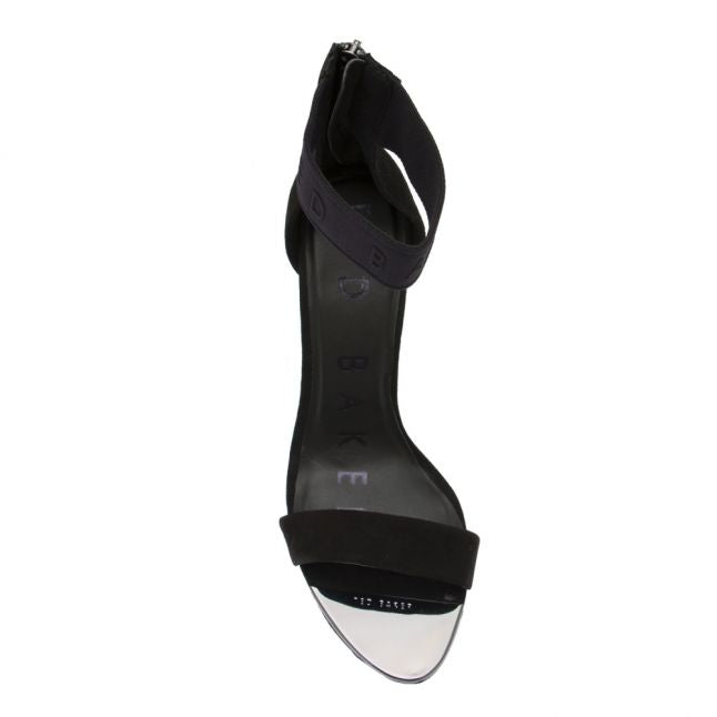 Womens Black Ainm Logo Strap Sandals