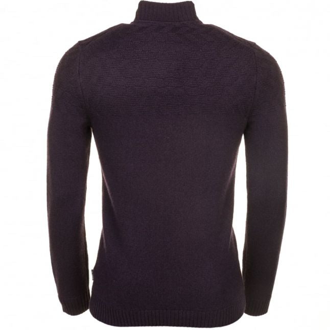 Mens Navy Winter Funnel Neck Knitted Jumper