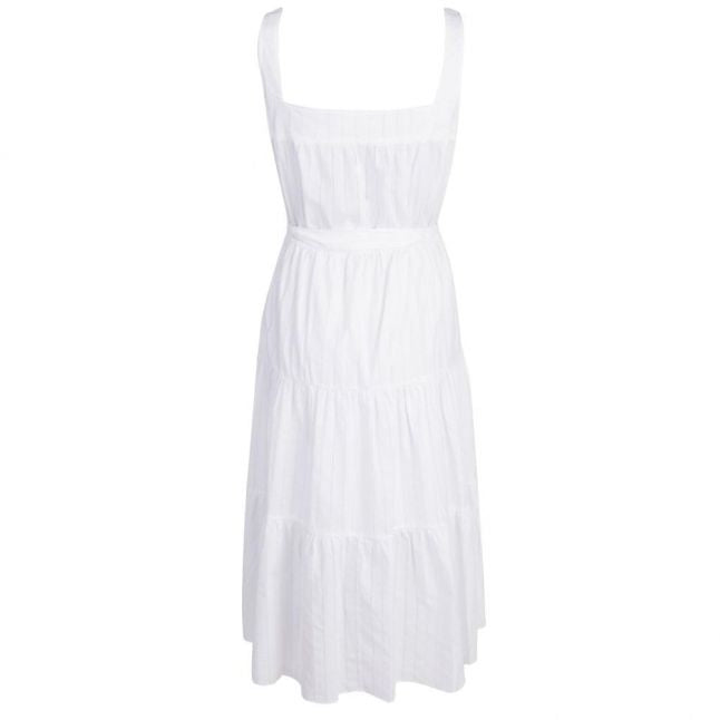 Womens White Tiered Cotton Midi Dress