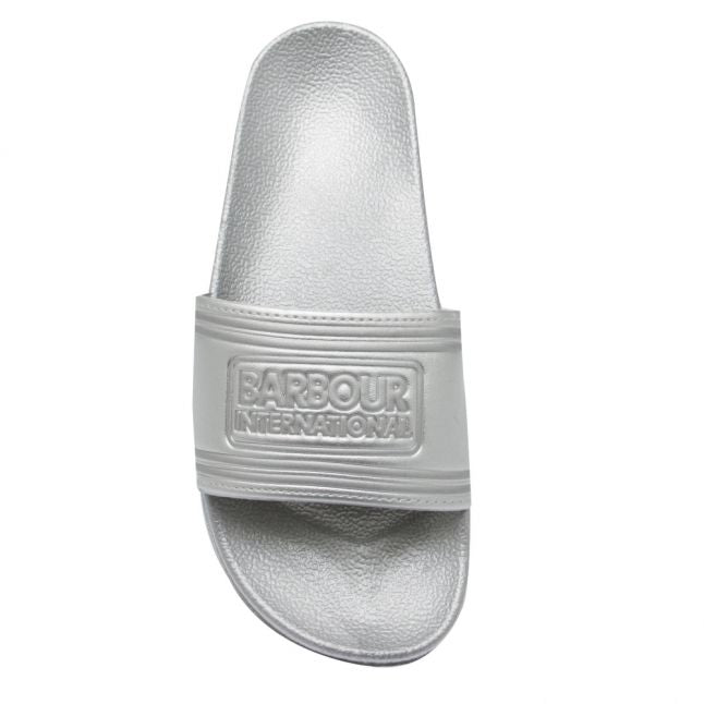 Womens Silver Slides