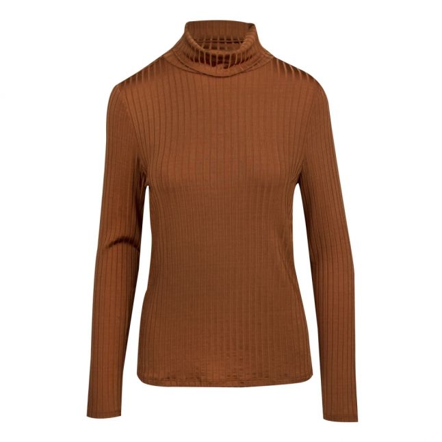 Womens Toffee Vibenja Rib Rollneck L/s T Shirt