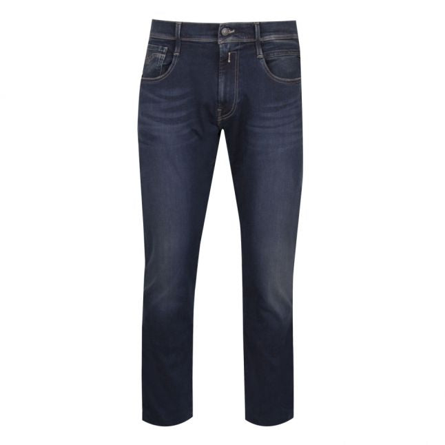 Mens Blue Black Anbass Hyperflex Slim Fit Jeans