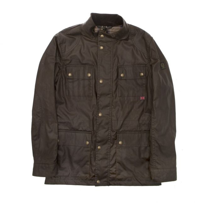 Boys Faded Olive Roadmaster Waxed Jacket