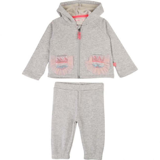 Baby Light Grey Marl Frill Pocket Tracksuit