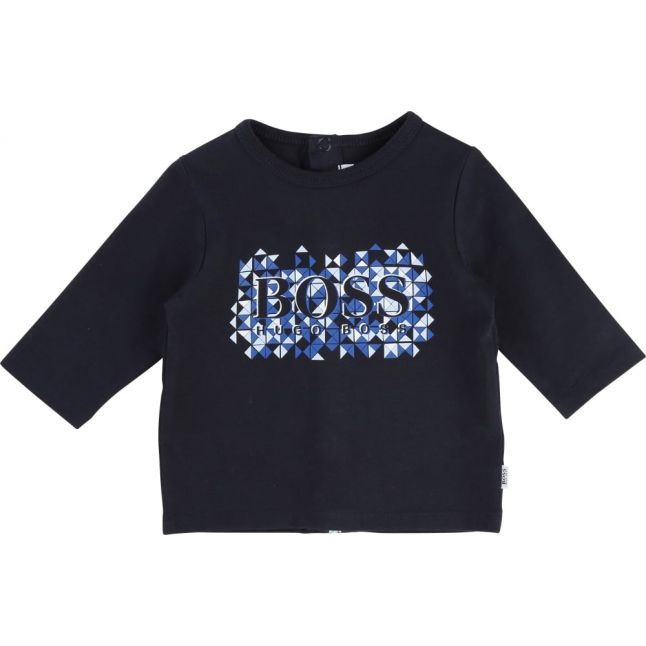 Baby Navy Geo Logo L/s T Shirt