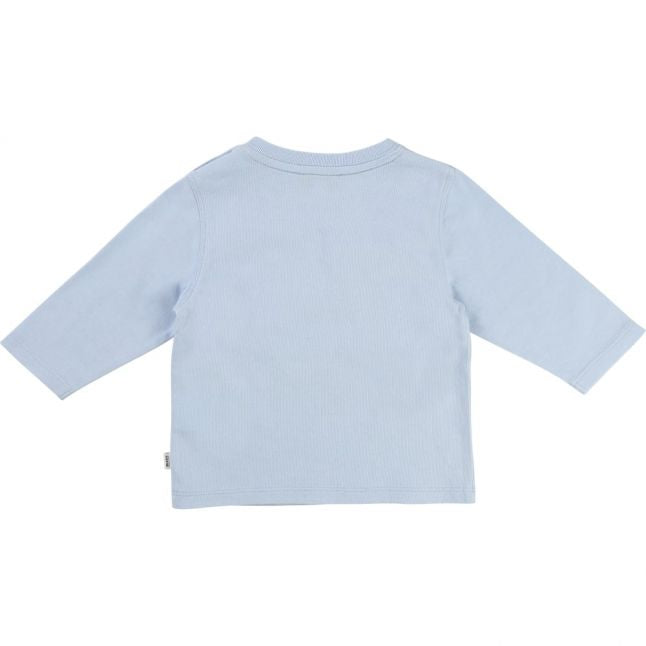 Baby Pale Blue Textured Logo L/s T Shirt