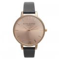 Womens Black & Rose Gold Big Dial Watch 27319 by Olivia Burton from Hurleys