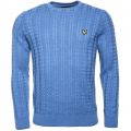 Mens Dusk Blue Cable Crew Knitted Jumper 35419 by Lyle & Scott from Hurleys