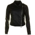 Womens Black Faux Leather Biker Jacket 58997 by Armani Jeans from Hurleys