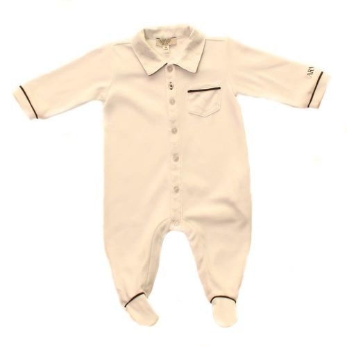 Baby Long Sleeve Polo Romper In White 49549 by Armani Junior from Hurleys