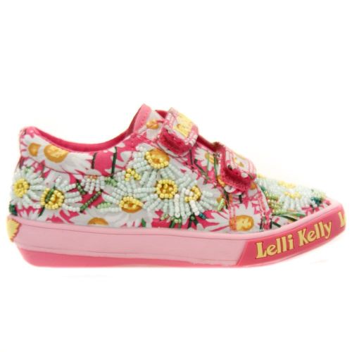 Girls Pink Daisy Velcro Trainers (24-33) 68803 by Lelli Kelly from Hurleys