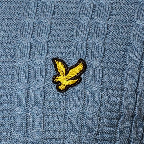 Mens Dusk Blue Cable Crew Knitted Jumper 35420 by Lyle & Scott from Hurleys