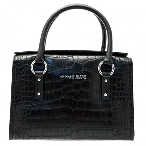 Womens Black Croc Effect Tote Bag 59125 by Armani Jeans from Hurleys